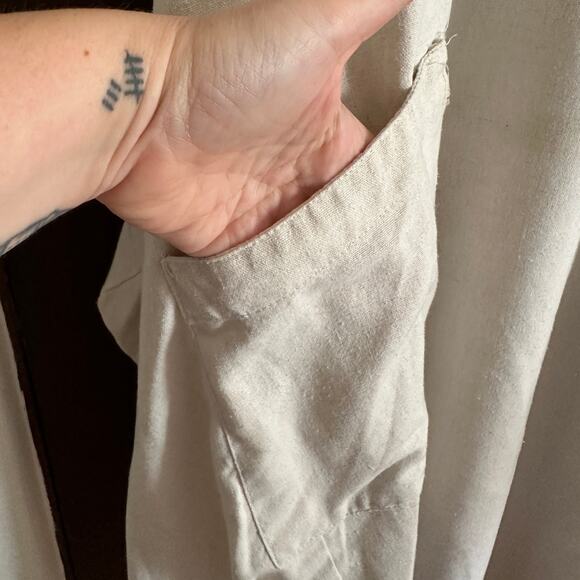 MINIBEE | Cotton Linen Blend Lagenlook Free-Size Dress with Exaggerated Pockets - Picture 2 of 5